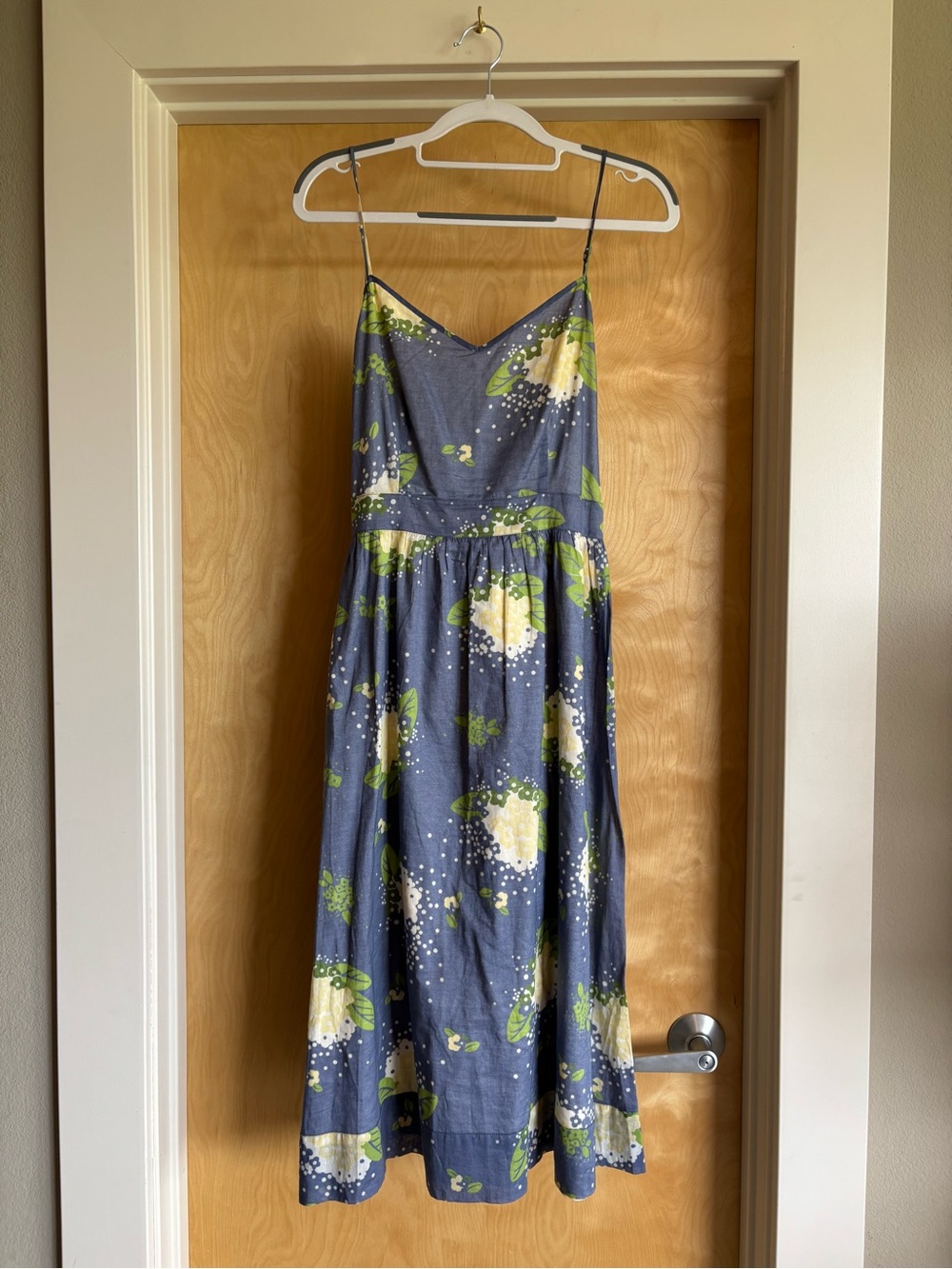 Banana Republic Blue Hydrangea Floral Cotton Fit Flare Sundress Sz 6